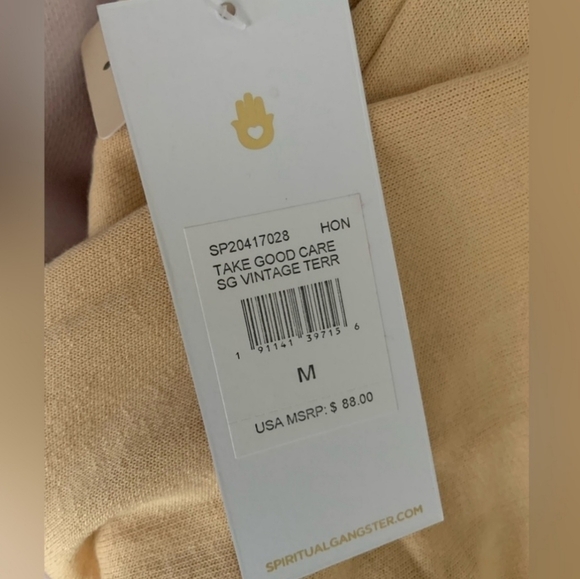 Spiritual Gangster Take Good Care Vintage Terry Crop Sweatshirt- NWT Med… - Picture 7 of 8